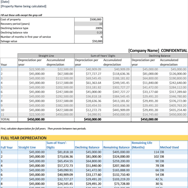 Depreciation Method Excel Comparison - Business Insights Group AG