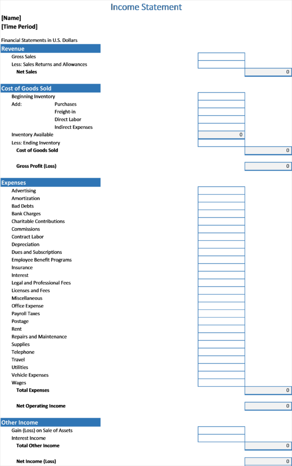 I01-Income Statement, Profit and Loss Income Statement Excel, Financial Statements, Doing it Right, income statement, income statement excel