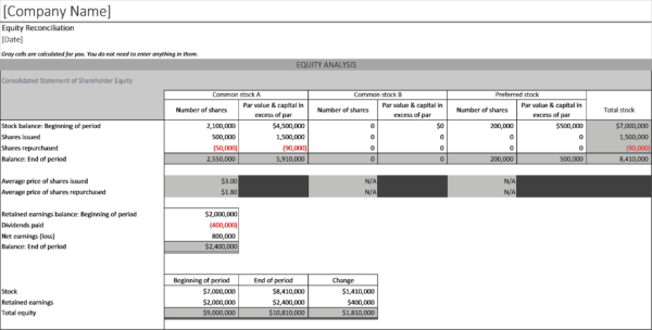 S05-Equity Reconciliation, Shareholder Equity Excel Report, Financial Statements, Doing it Right, shareholder equity, shareholder equity excel