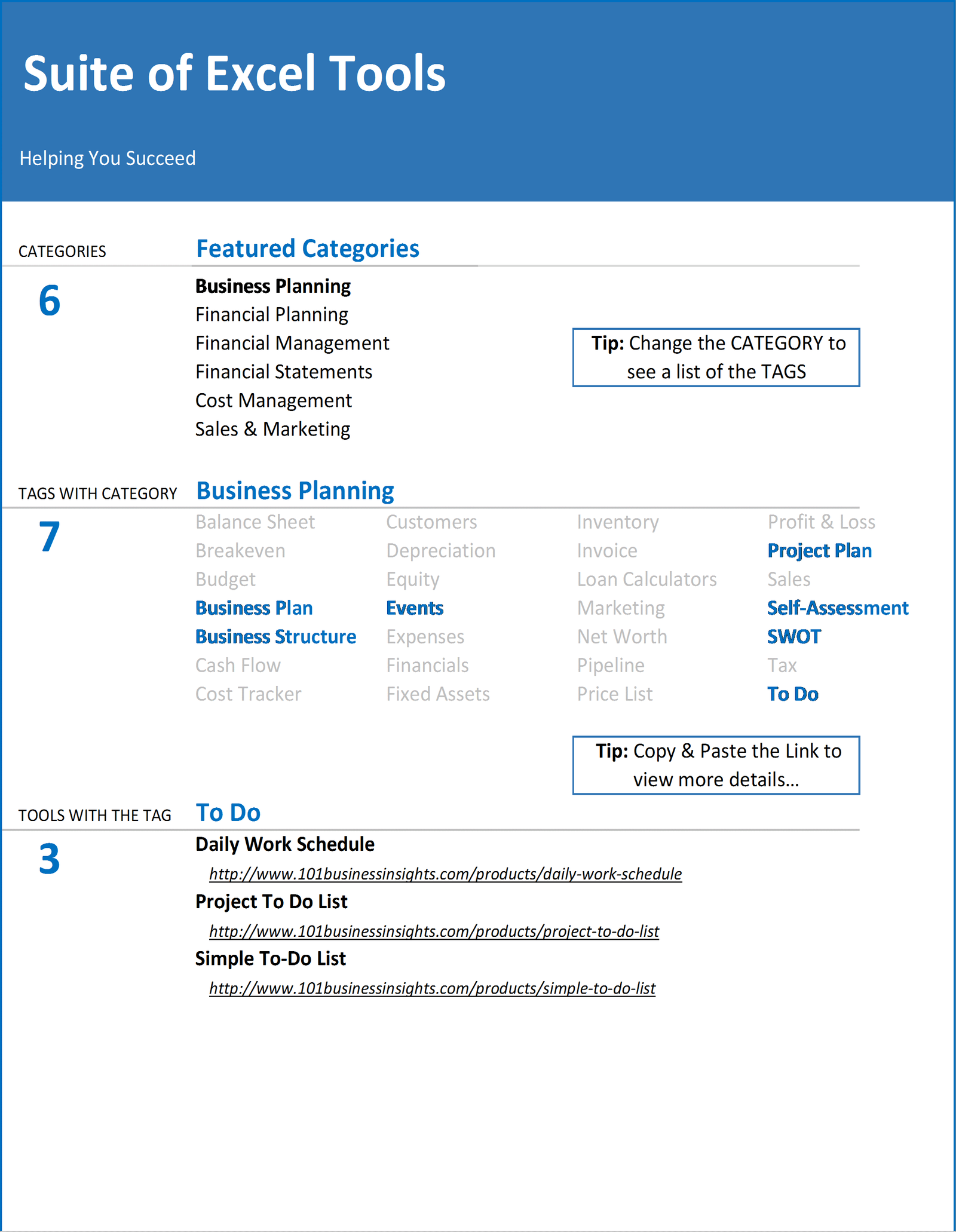 S07-Suite of Excel Tools, To Do List Excel - Easy to Use, Business Planning, Building your Business, to do list, to do list excel